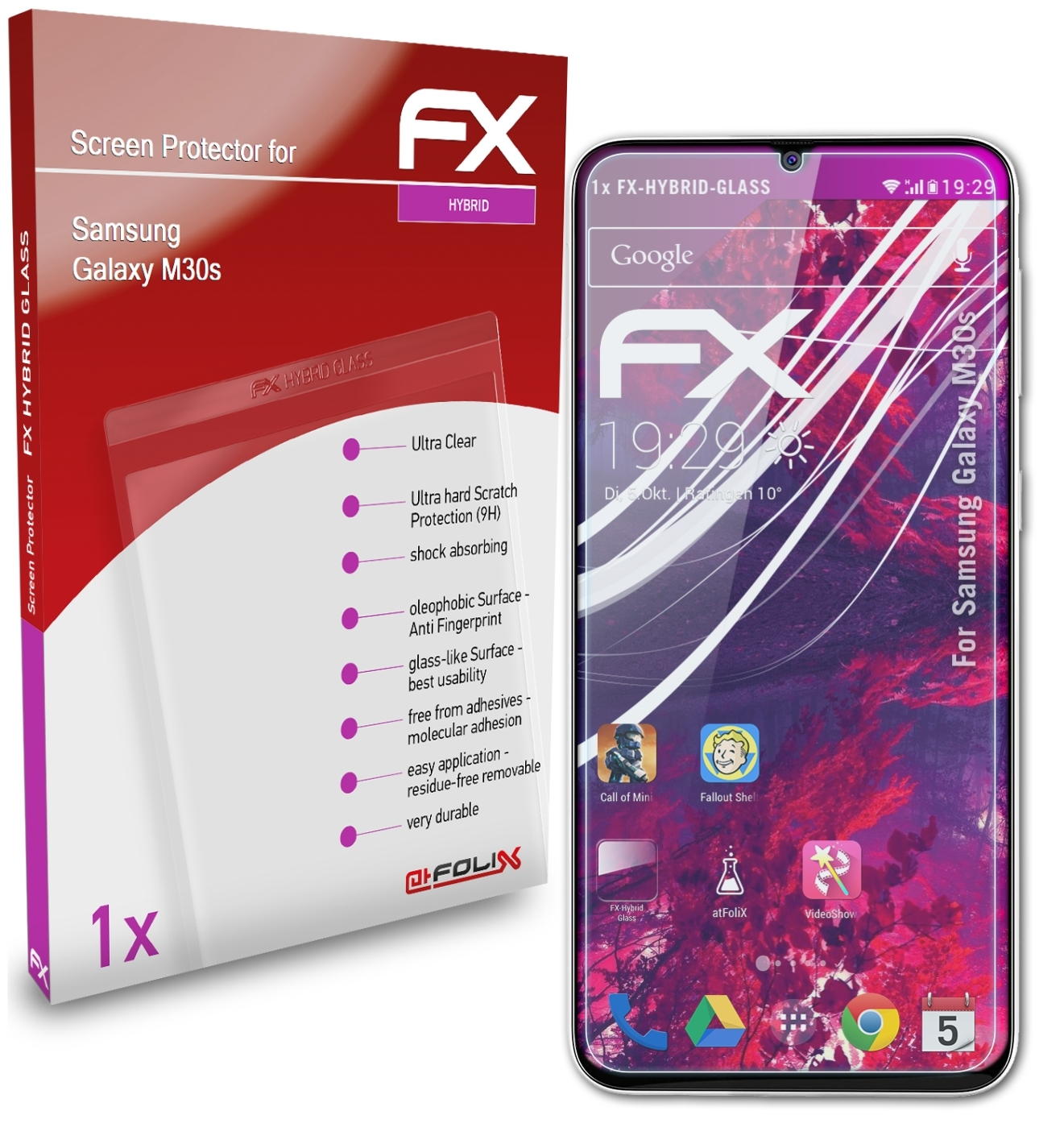 ATFOLIX FX-Hybrid-Glass Galaxy Samsung M30s) Schutzglas(für