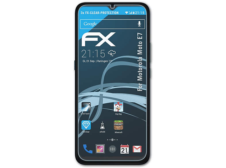 ATFOLIX 3x Moto Motorola Displayschutz(für E7) FX-Clear