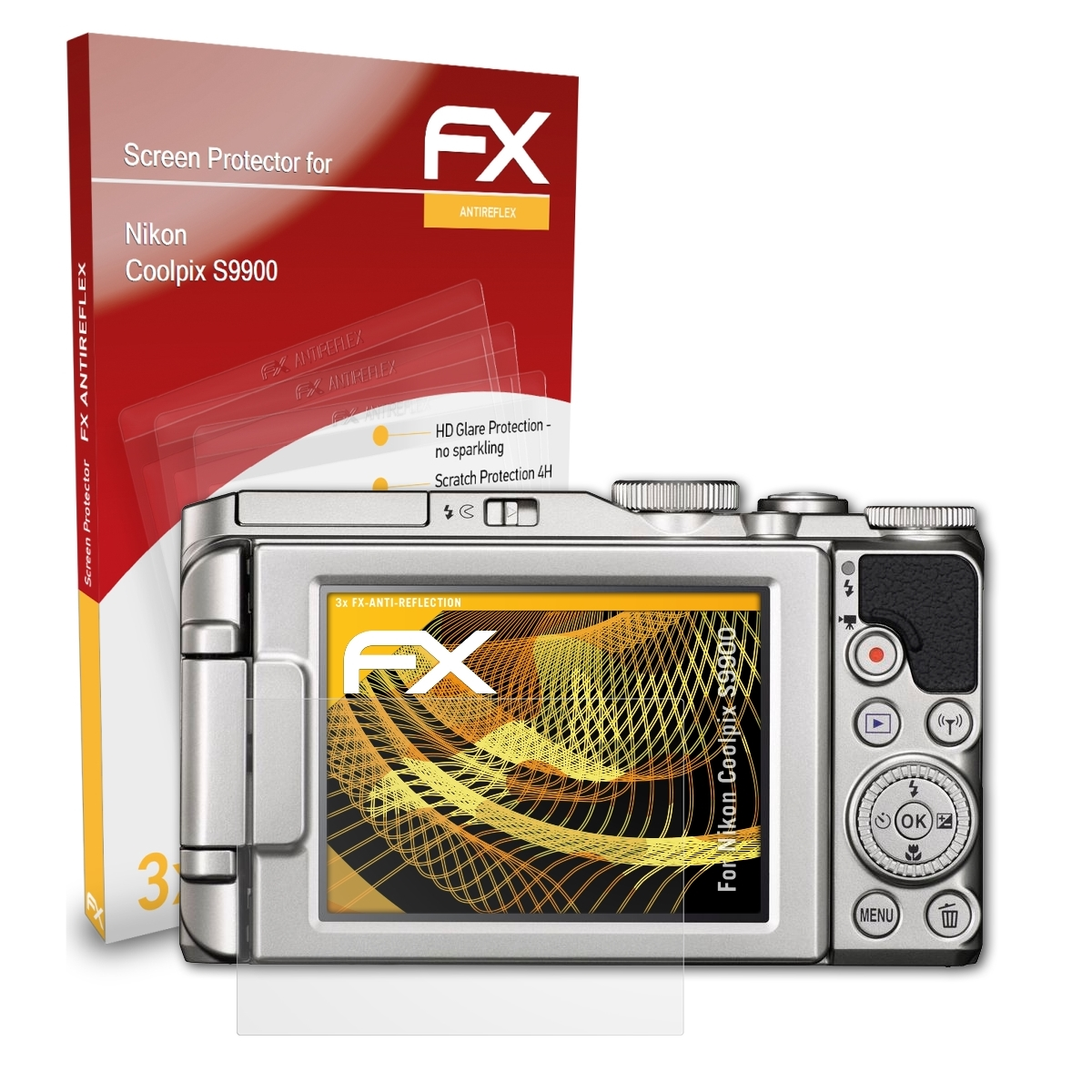 ATFOLIX 3x Nikon Coolpix S9900) FX-Antireflex Displayschutz(für