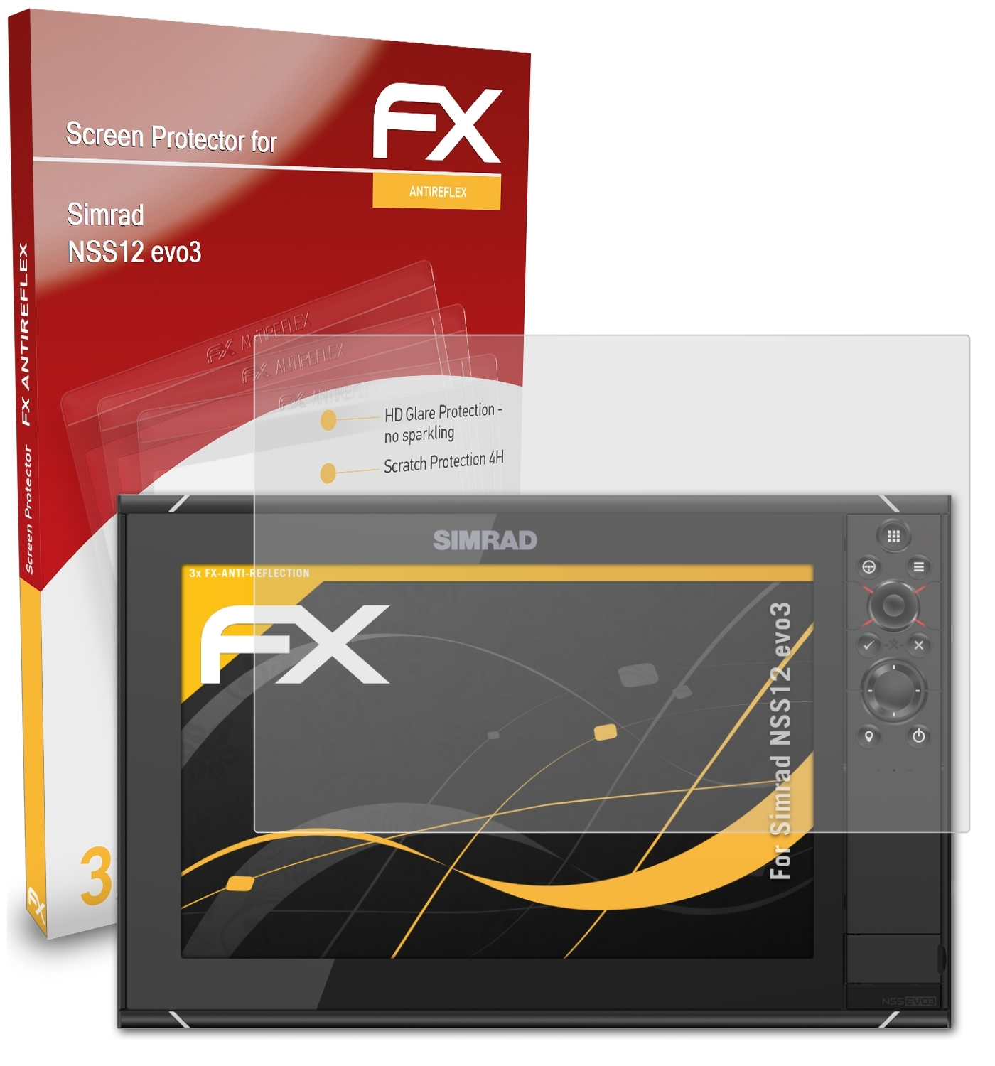 evo3) 3x Simrad NSS12 FX-Antireflex ATFOLIX Displayschutz(für