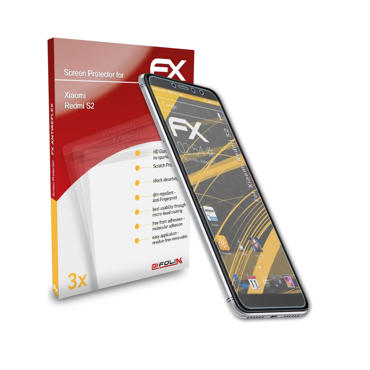 ATFOLIX 3x Redmi FX-Antireflex Xiaomi Displayschutz(für S2)