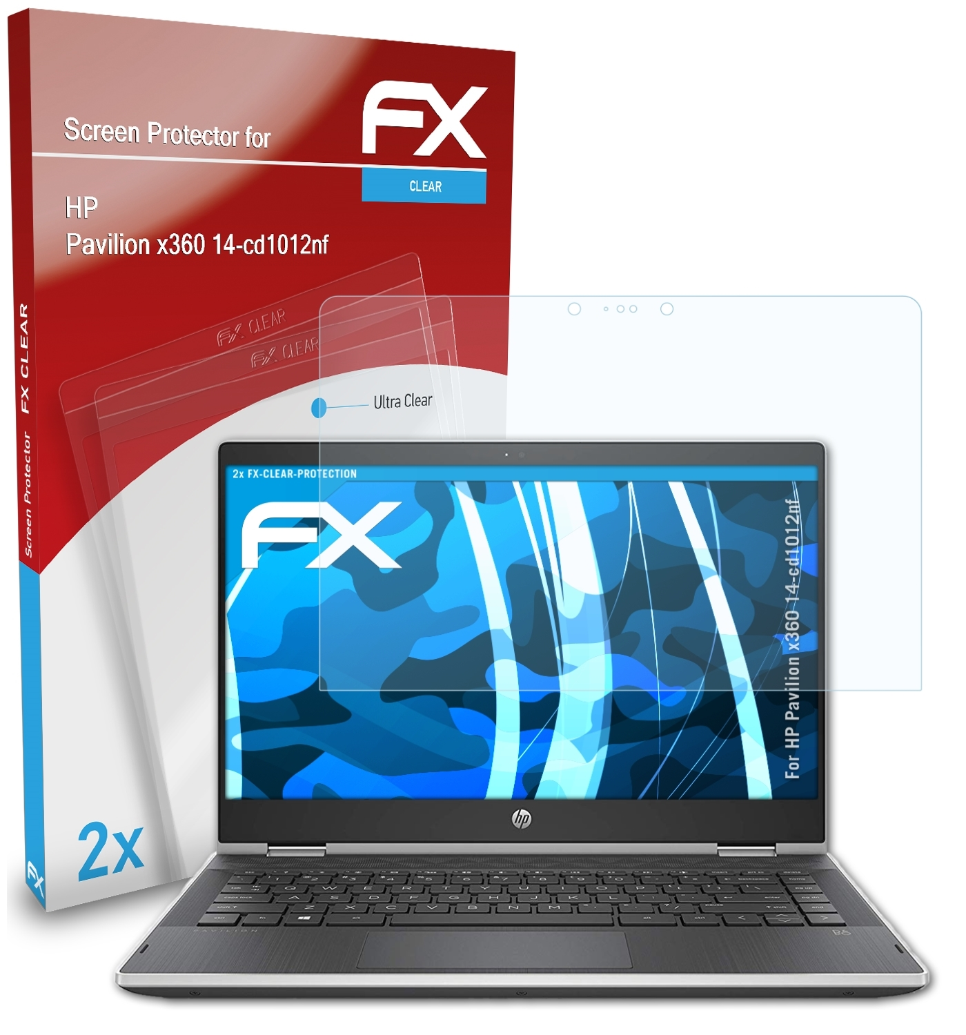 ATFOLIX 2x FX-Clear Displayschutz(für Pavilion 14-cd1012nf) HP x360