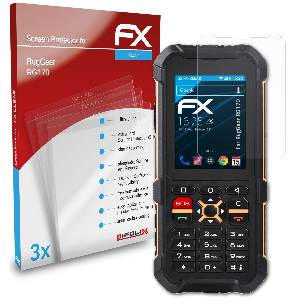 ATFOLIX 3x RG170) FX-Clear Displayschutz(für RugGear