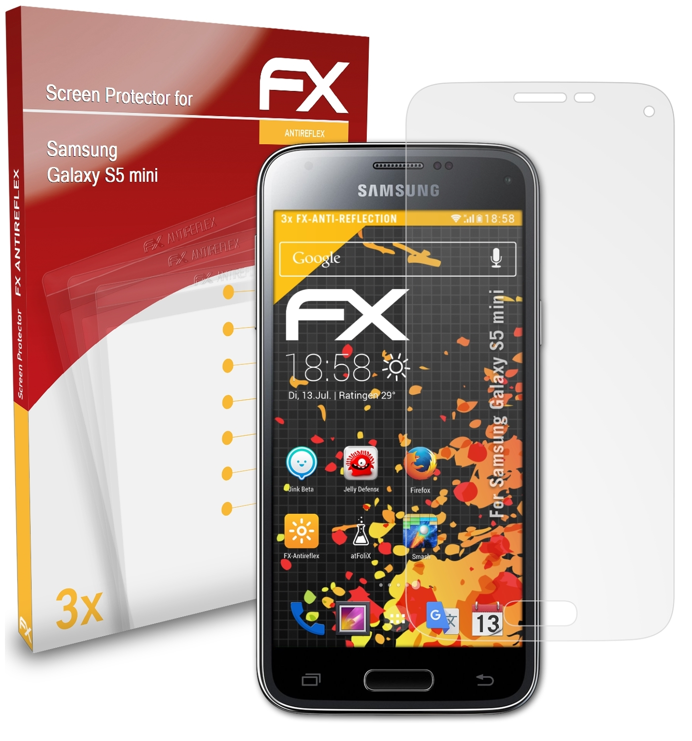 Galaxy Displayschutz(für ATFOLIX S5 FX-Antireflex 3x mini) Samsung