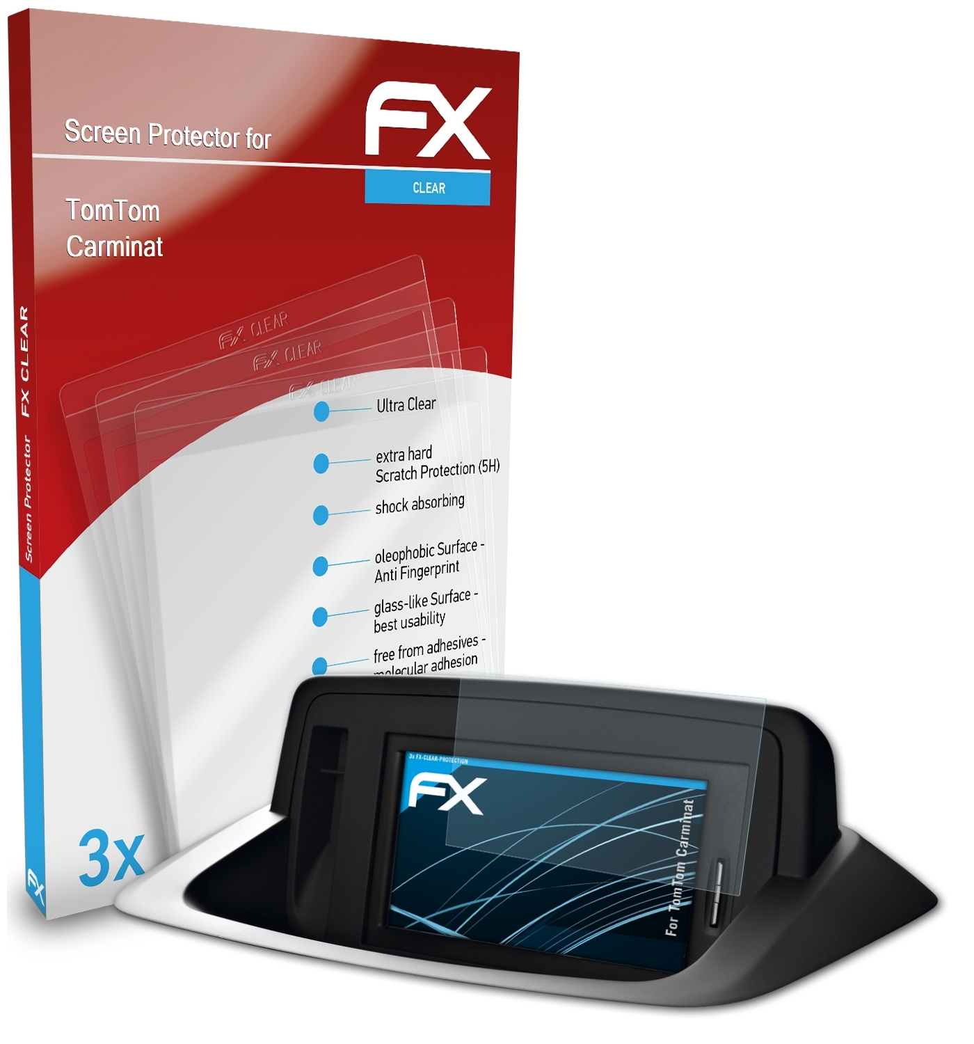 ATFOLIX 3x FX-Clear TomTom Displayschutz(für Carminat)