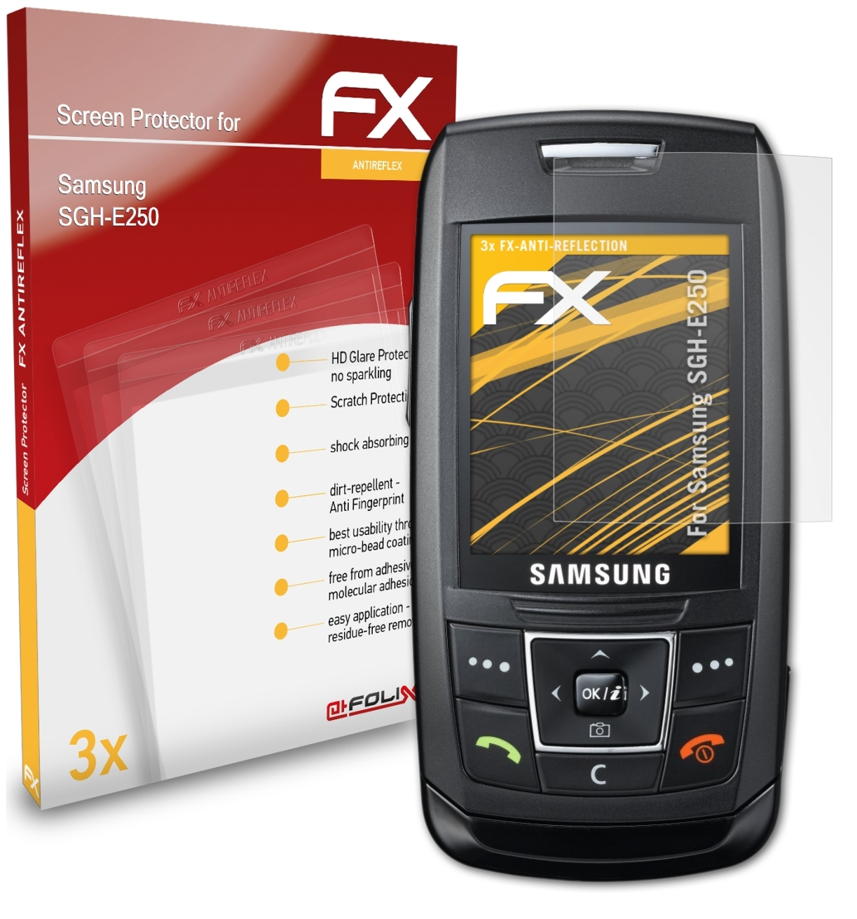 ATFOLIX FX-Antireflex SGH-E250) Samsung Displayschutz(für 3x