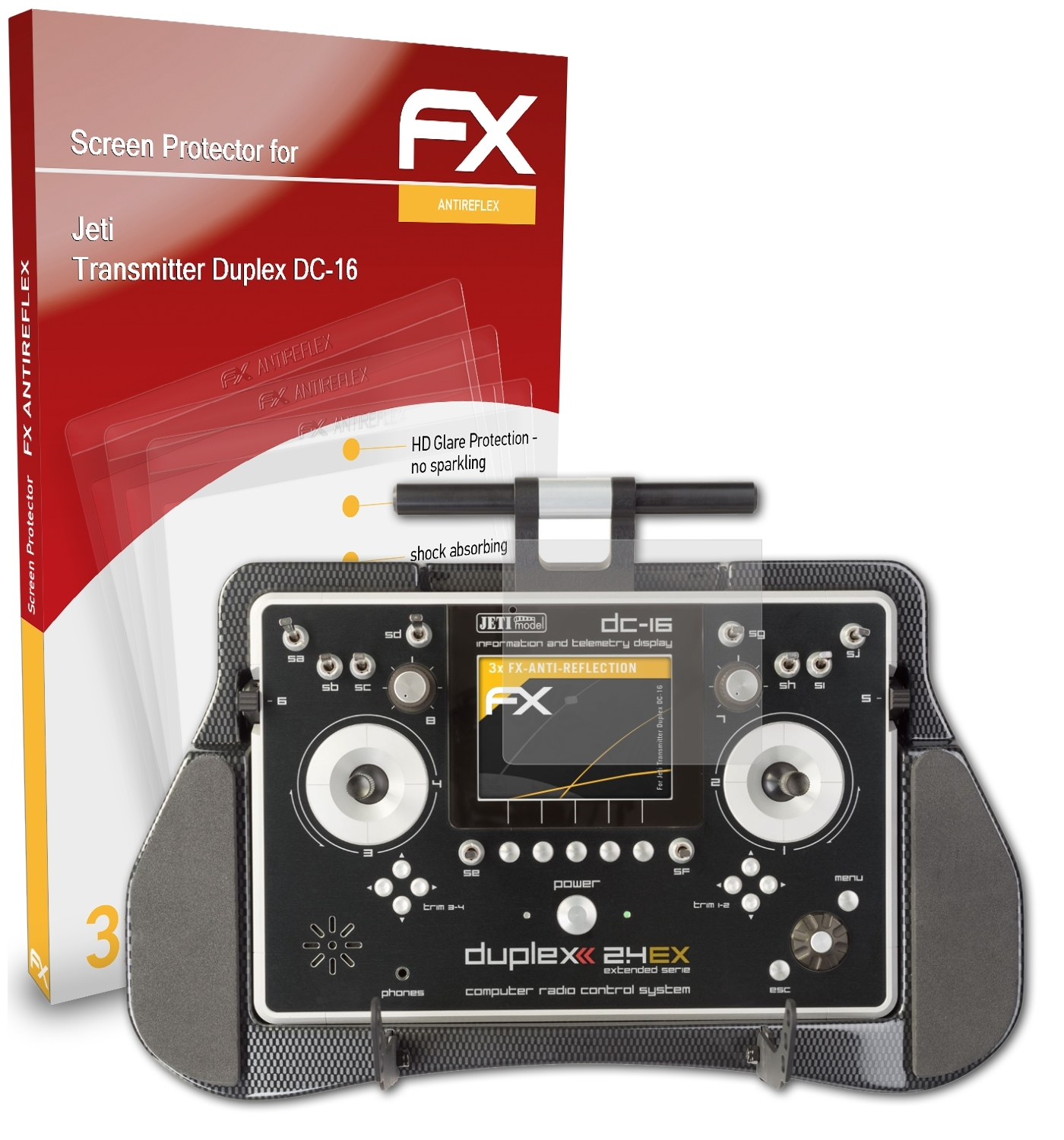 FX-Antireflex Transmitter Displayschutz(für Jeti ATFOLIX Duplex 3x DC-16)