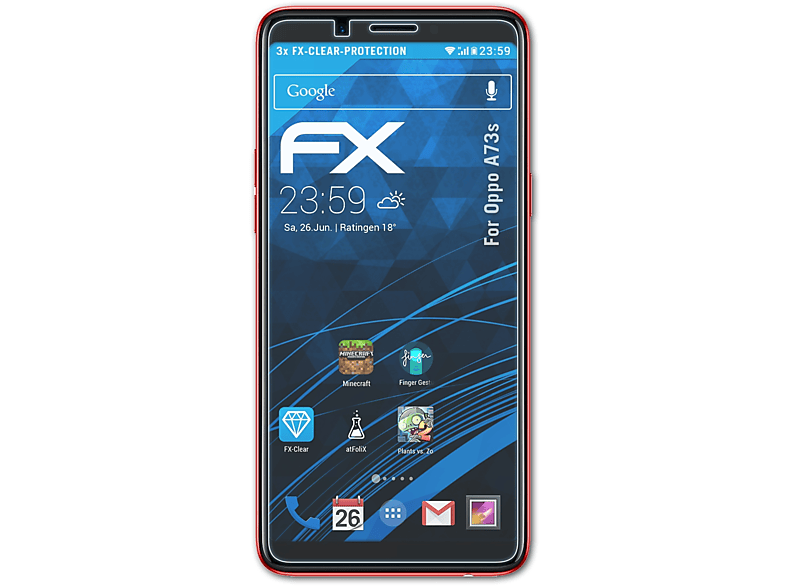 ATFOLIX 3x FX-Clear Displayschutz(für Oppo A73s)