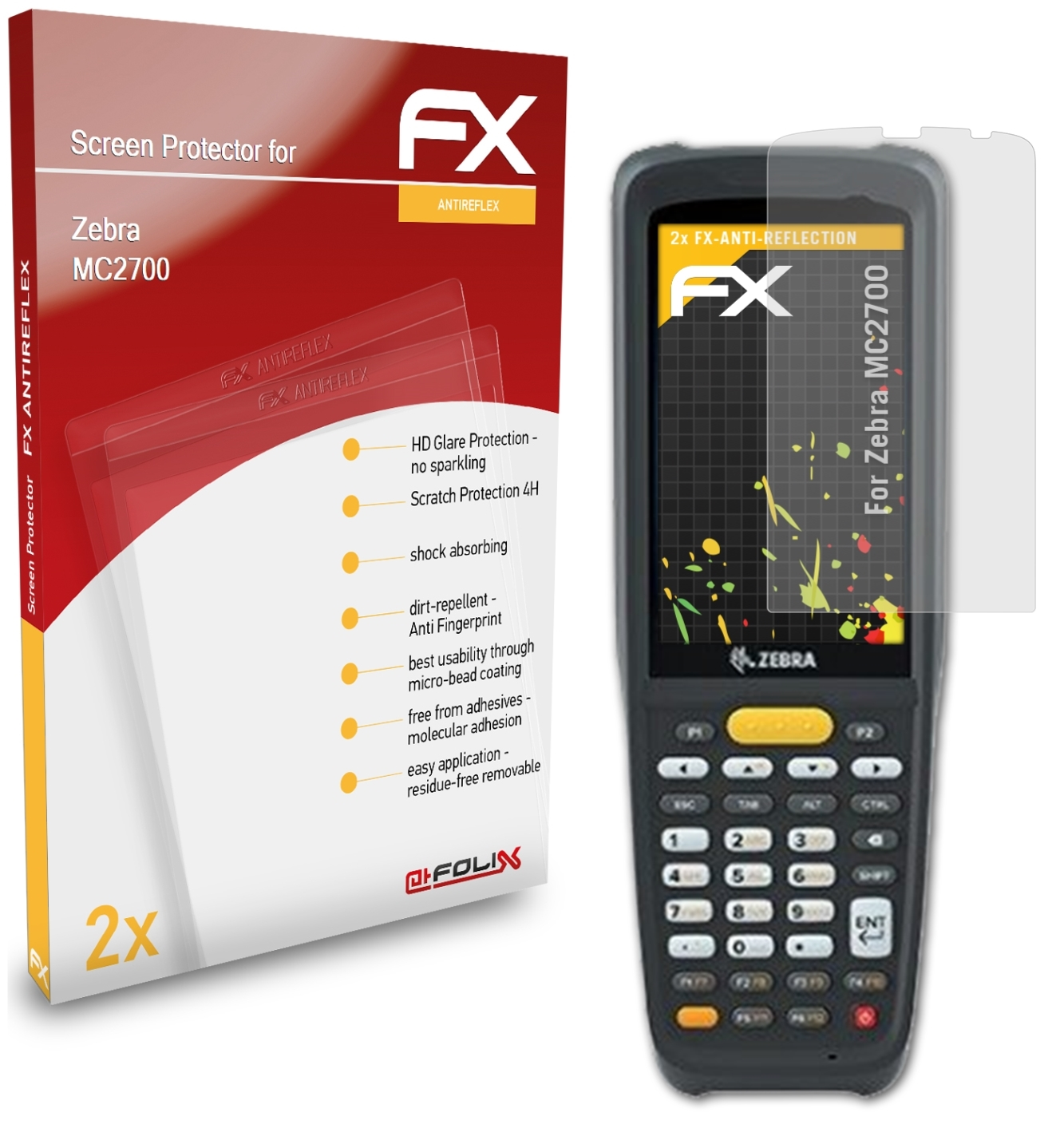 ATFOLIX 2x FX-Antireflex Displayschutz(für Zebra MC2700)