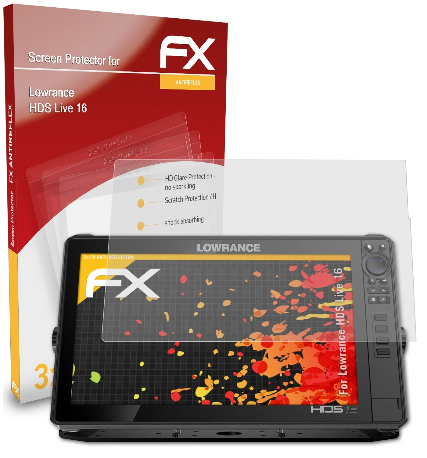 ATFOLIX 3x FX-Antireflex Displayschutz(für Lowrance HDS Live 16)