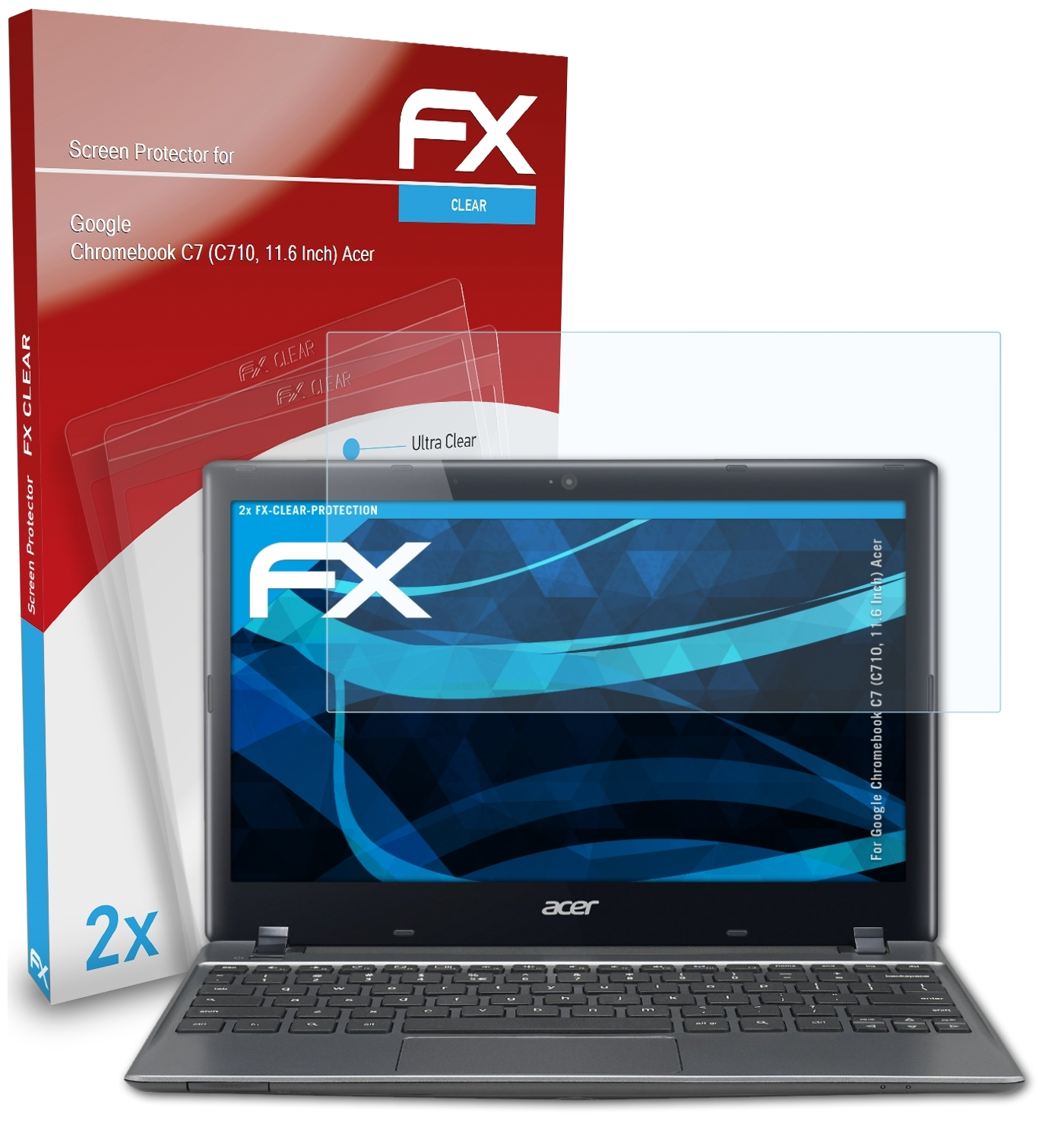 ATFOLIX 2x FX-Clear Google (C710, Chromebook Inch) (Acer)) C7 11.6 Displayschutz(für