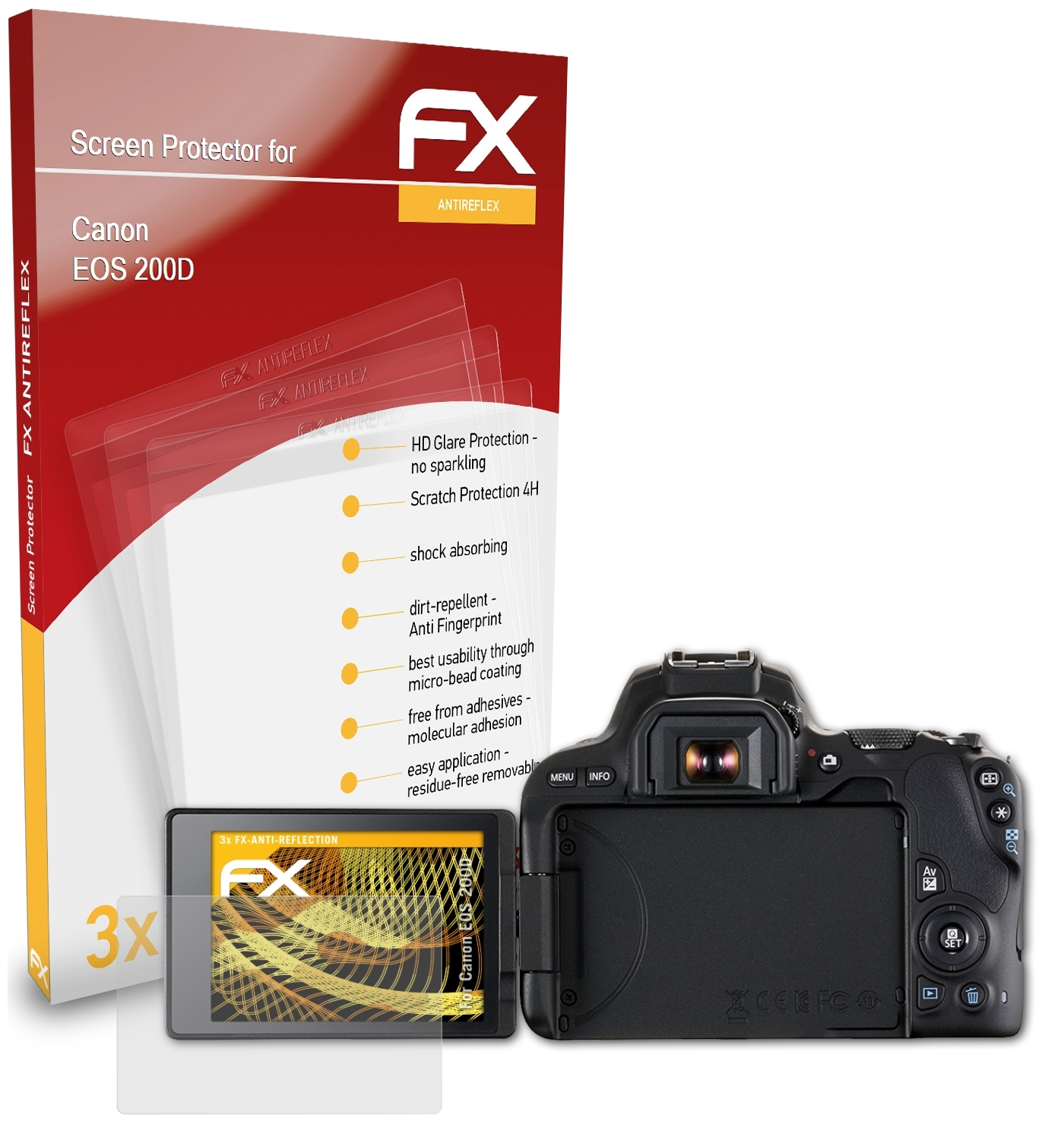 Canon FX-Antireflex EOS ATFOLIX 3x Displayschutz(für 200D)