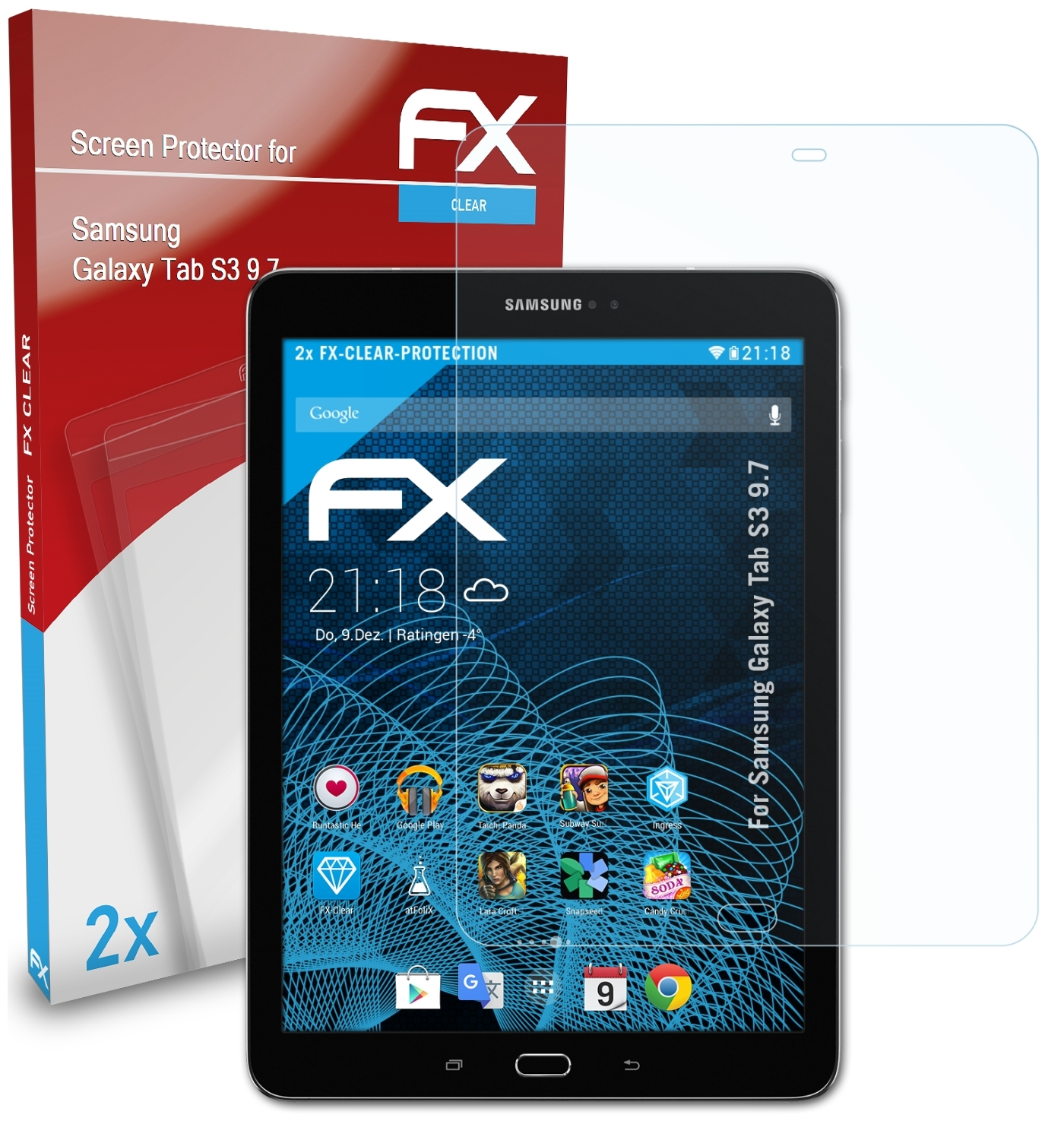 Tab S3 2x Galaxy Samsung FX-Clear Displayschutz(für ATFOLIX 9.7)