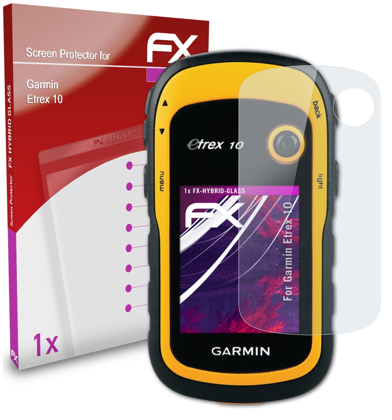 Garmin FX-Hybrid-Glass 10) ATFOLIX Schutzglas(für Etrex
