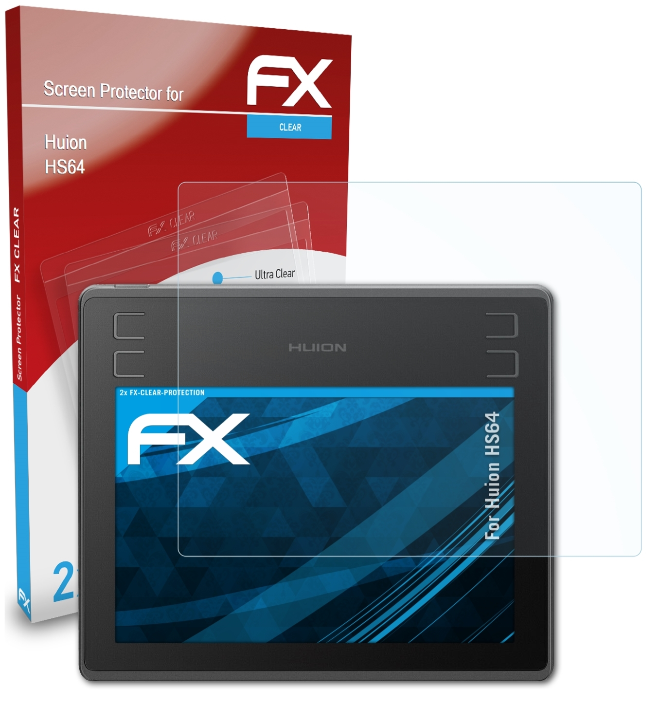 2x ATFOLIX Displayschutz(für HS64) FX-Clear Huion