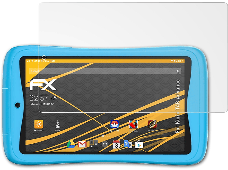 ATFOLIX 2x FX-Antireflex Displayschutz(für Kurio TAB Advance)