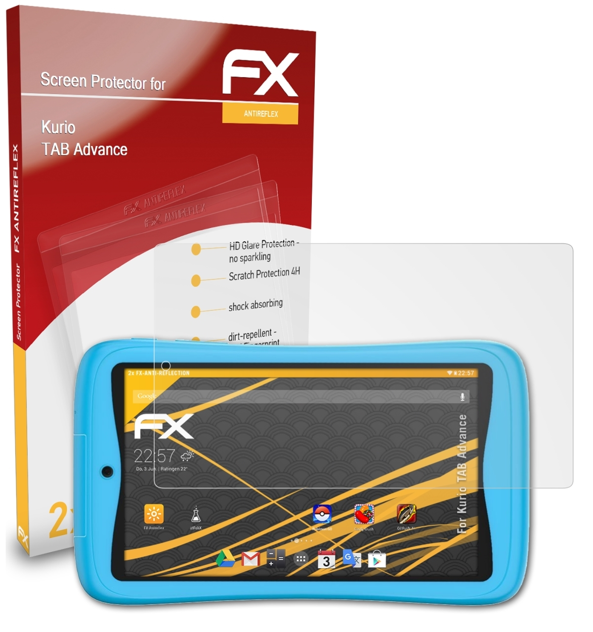 ATFOLIX 2x FX-Antireflex Kurio TAB Advance) Displayschutz(für