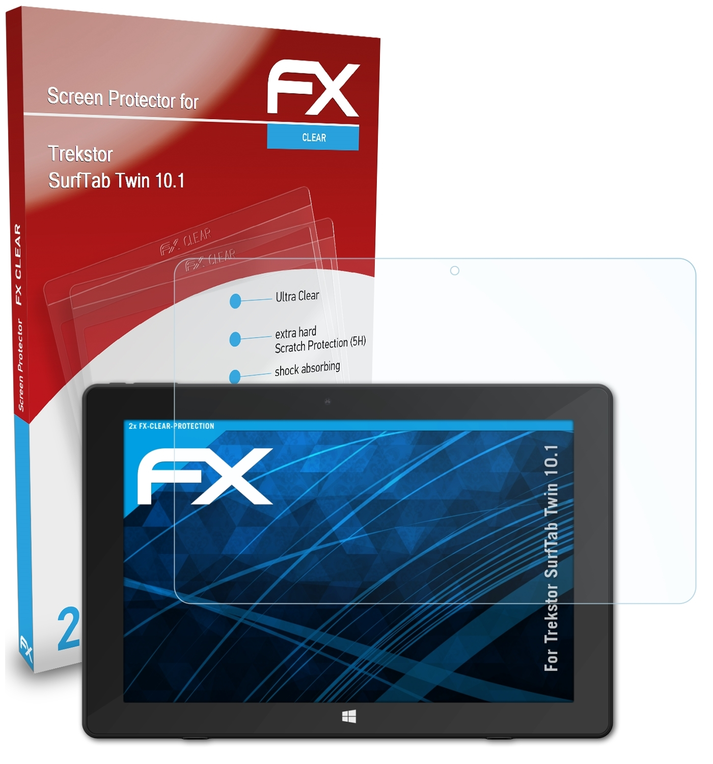 ATFOLIX 2x FX-Clear Trekstor Displayschutz(für 10.1) SurfTab Twin