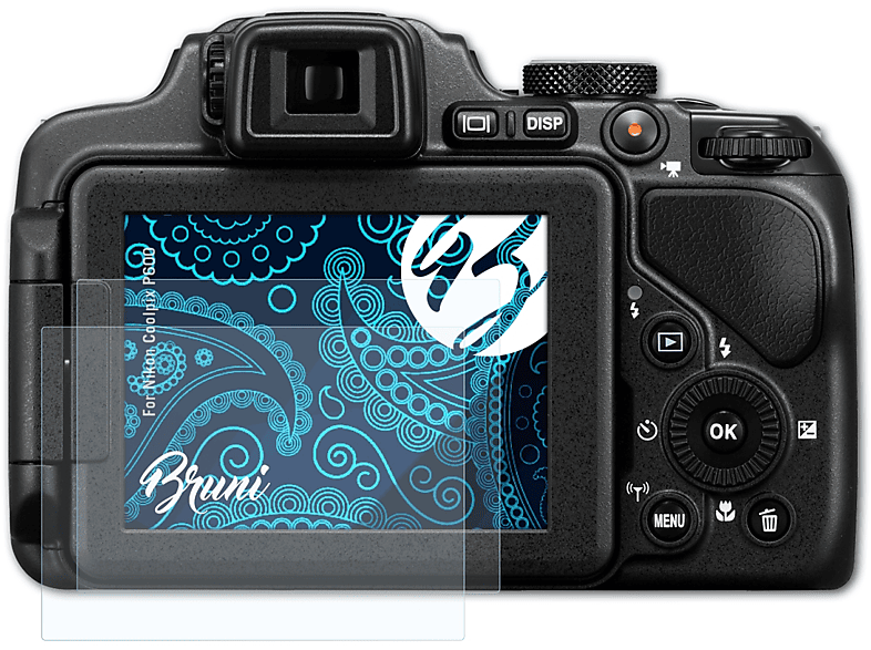 BRUNI 2x Basics-Clear Schutzfolie(für Nikon P600) Coolpix
