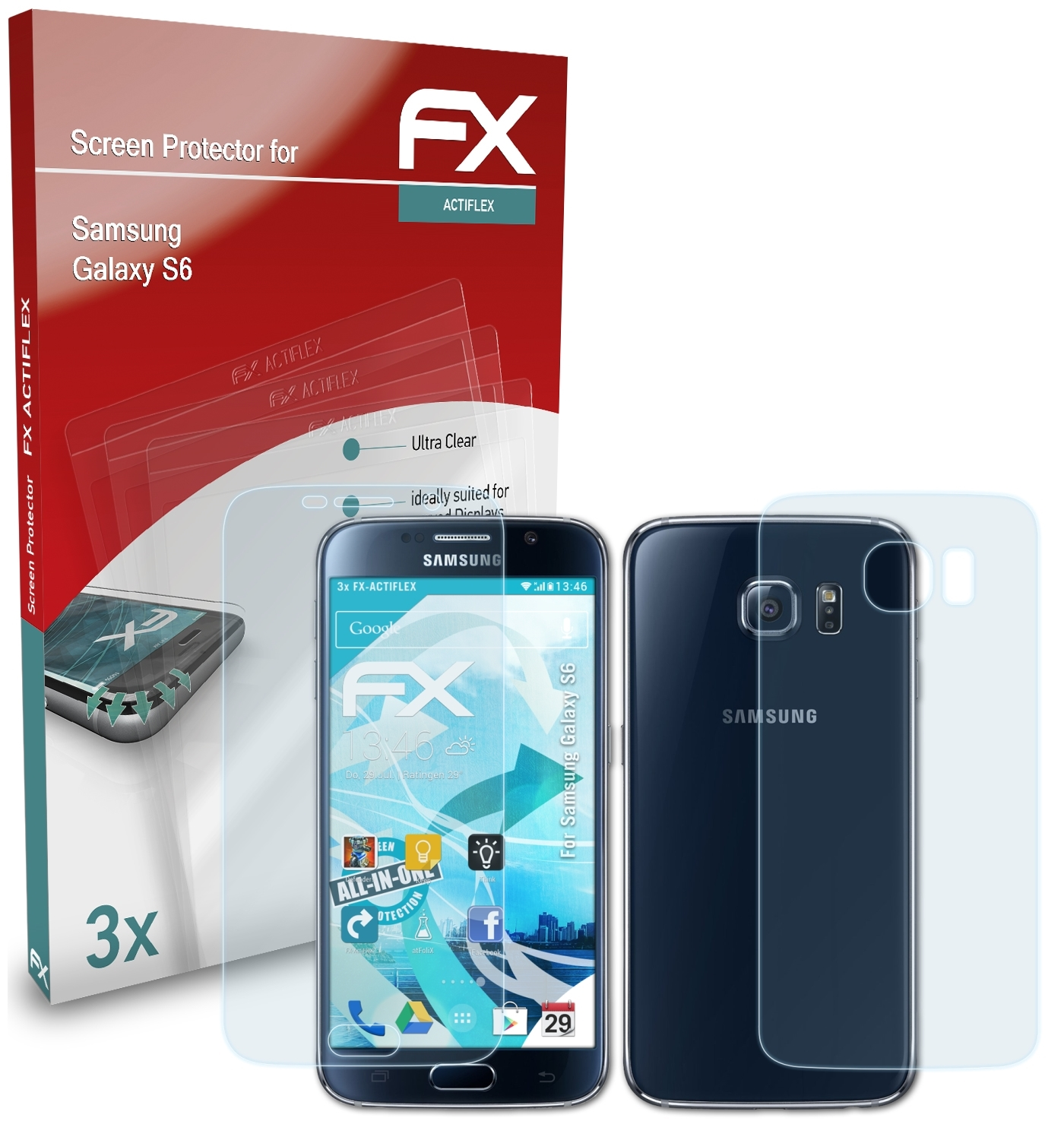 ATFOLIX 3x Displayschutz(für Galaxy Samsung FX-ActiFleX S6)