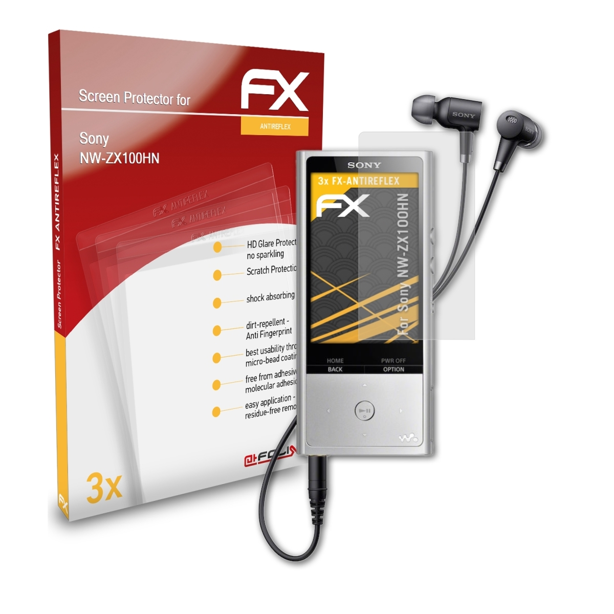 3x Displayschutz(für NW-ZX100HN) FX-Antireflex ATFOLIX Sony