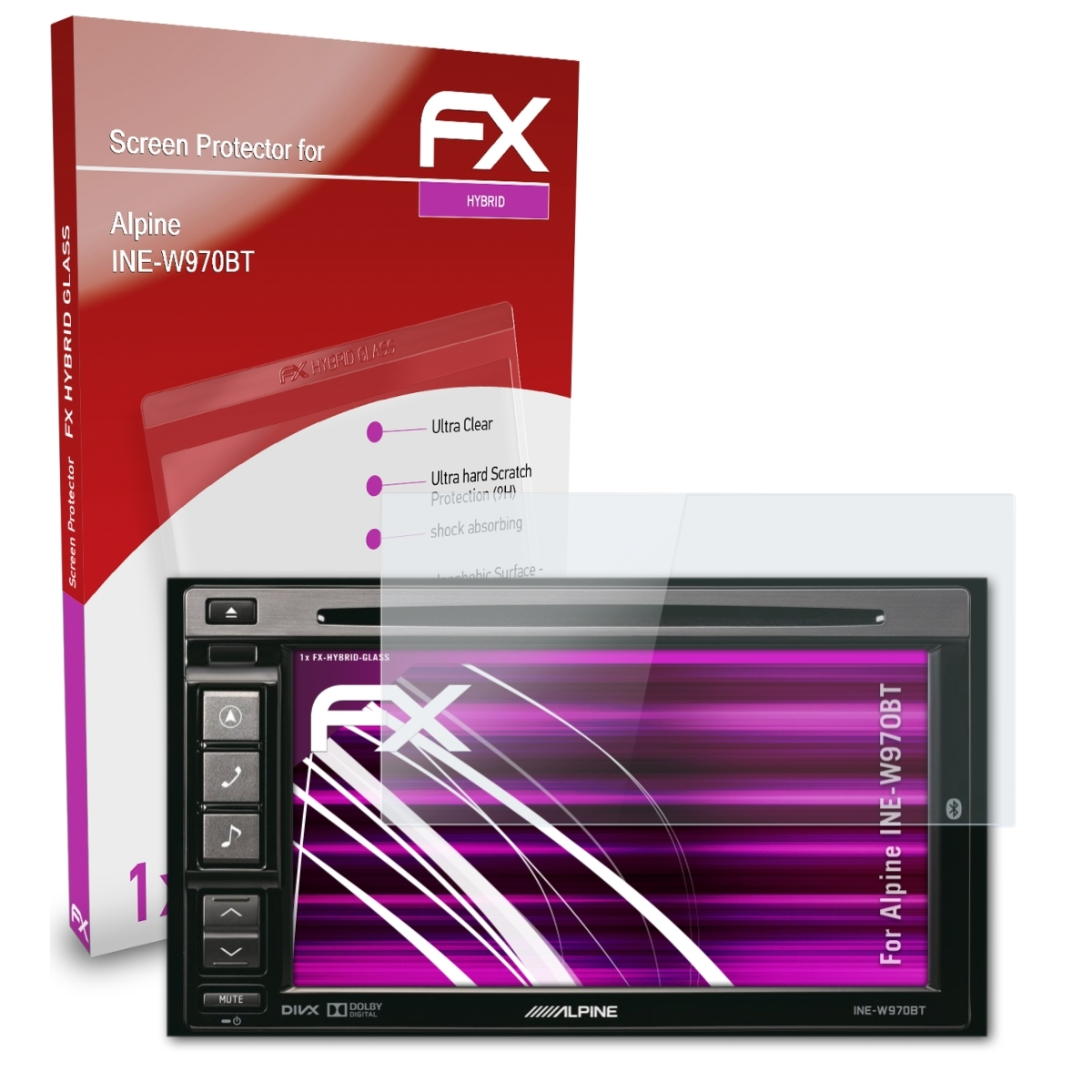 FX-Hybrid-Glass Schutzglas(für Alpine ATFOLIX INE-W970BT)