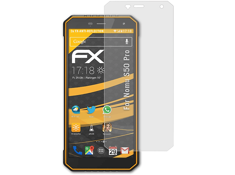 ATFOLIX 3x FX-Antireflex Displayschutz(für Nomu S50 Pro)
