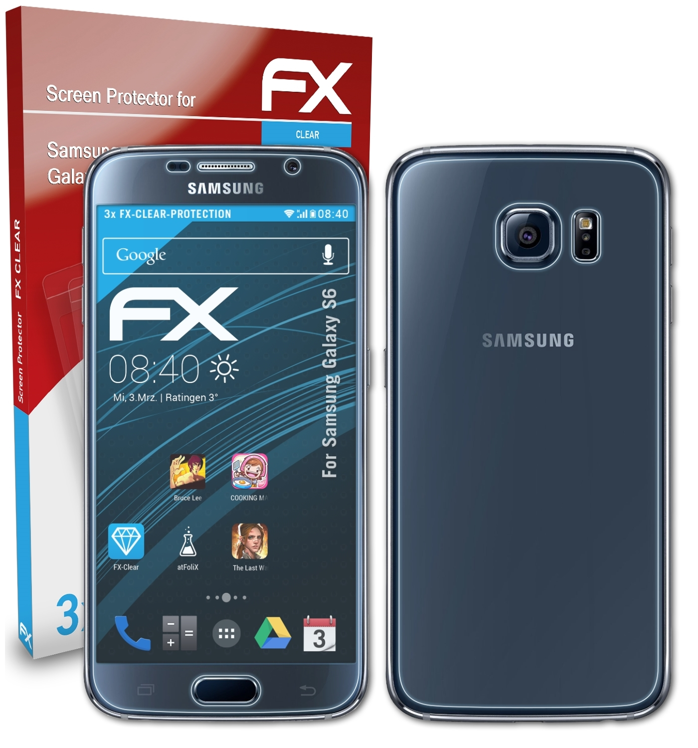 ATFOLIX 3x FX-Clear Displayschutz(für Samsung S6) Galaxy