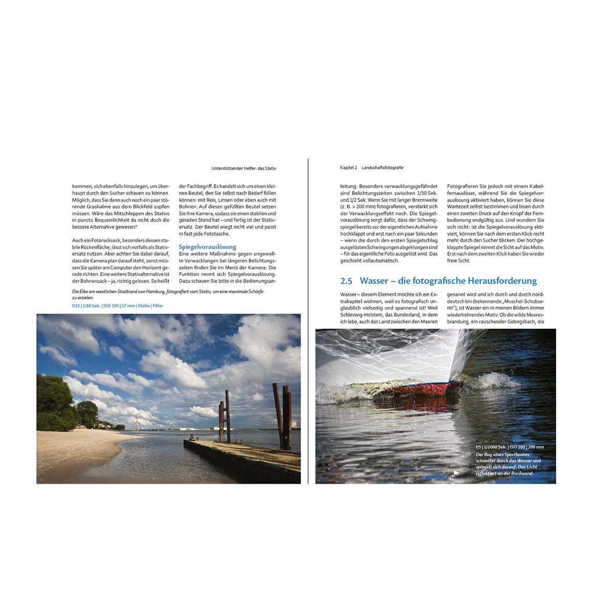 Zeitschriftenseite mit Foto und Text über Wasser.