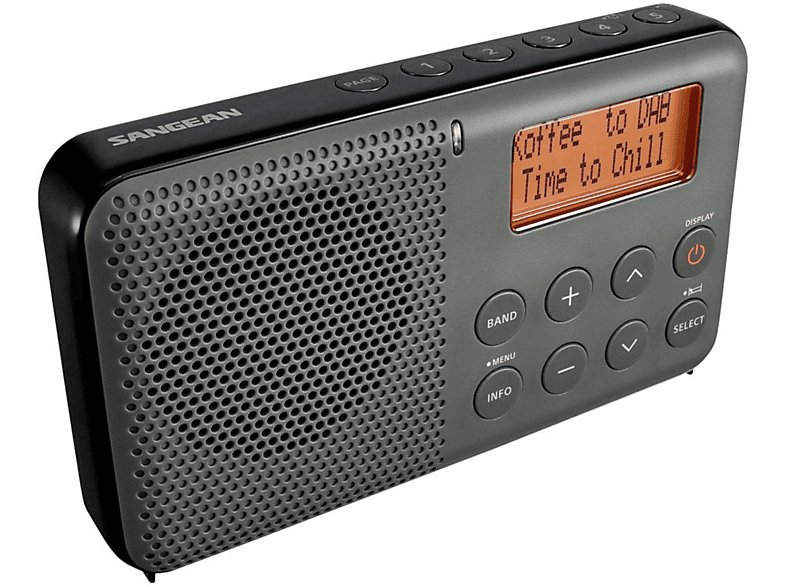 Sangean - Radio digital, portátil y recargable Negro