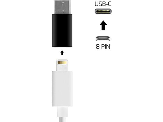 Adaptadores  - ADAPTADOR 8 PIN A USB-C NEGRO UNOTEC, 300