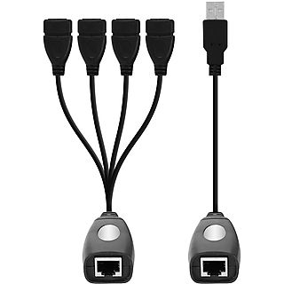 Accesorios PC  - EXTENSOR DE USB POR RJ45 CON HUB 4X USB UNOTEC, 300