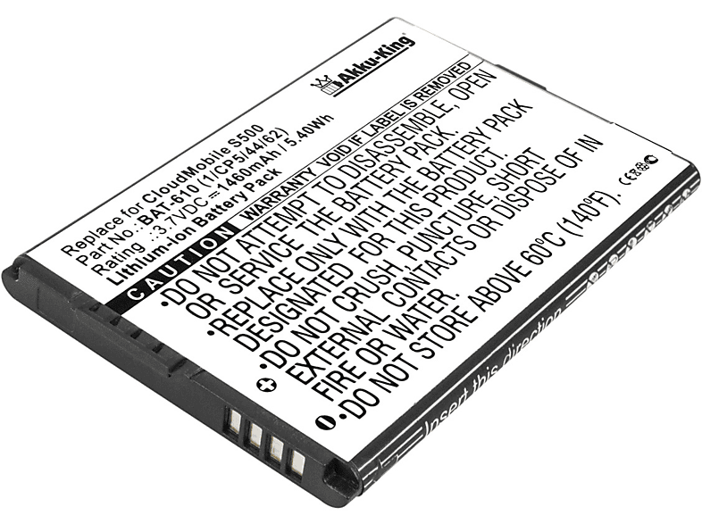 AKKU-KING Akku für Acer BAT-610 Li-Ion Handy-Akku, 3.7 Volt, 1460mAh