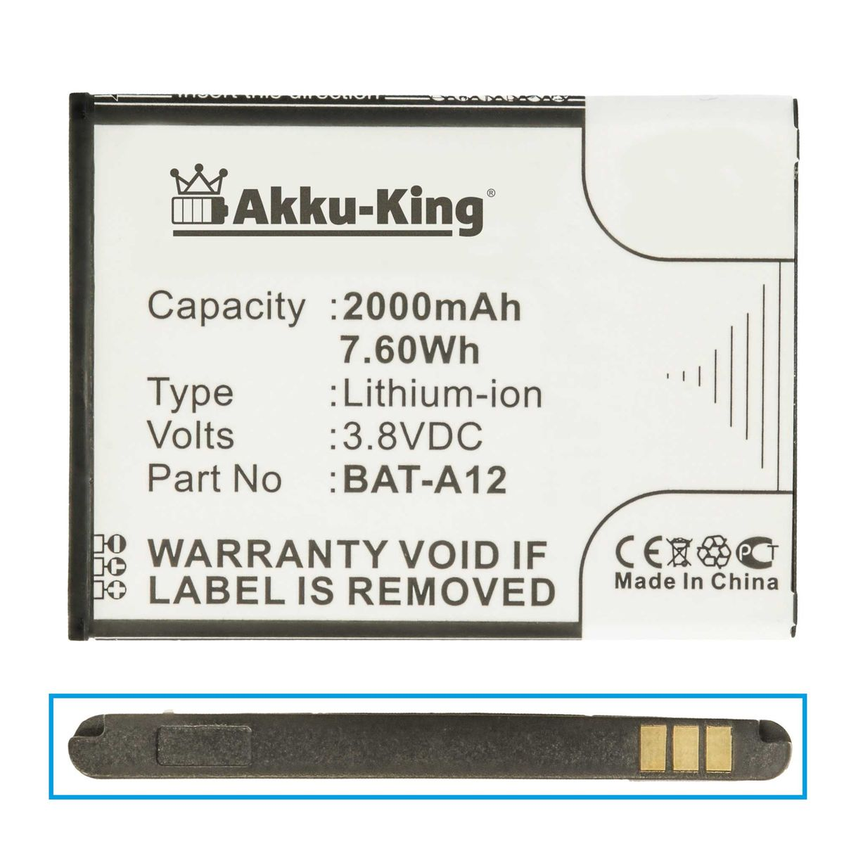 Volt, Li-Ion Acer 3.8 AKKU-KING Handy-Akku, 2000mAh BAT-A12 für Akku