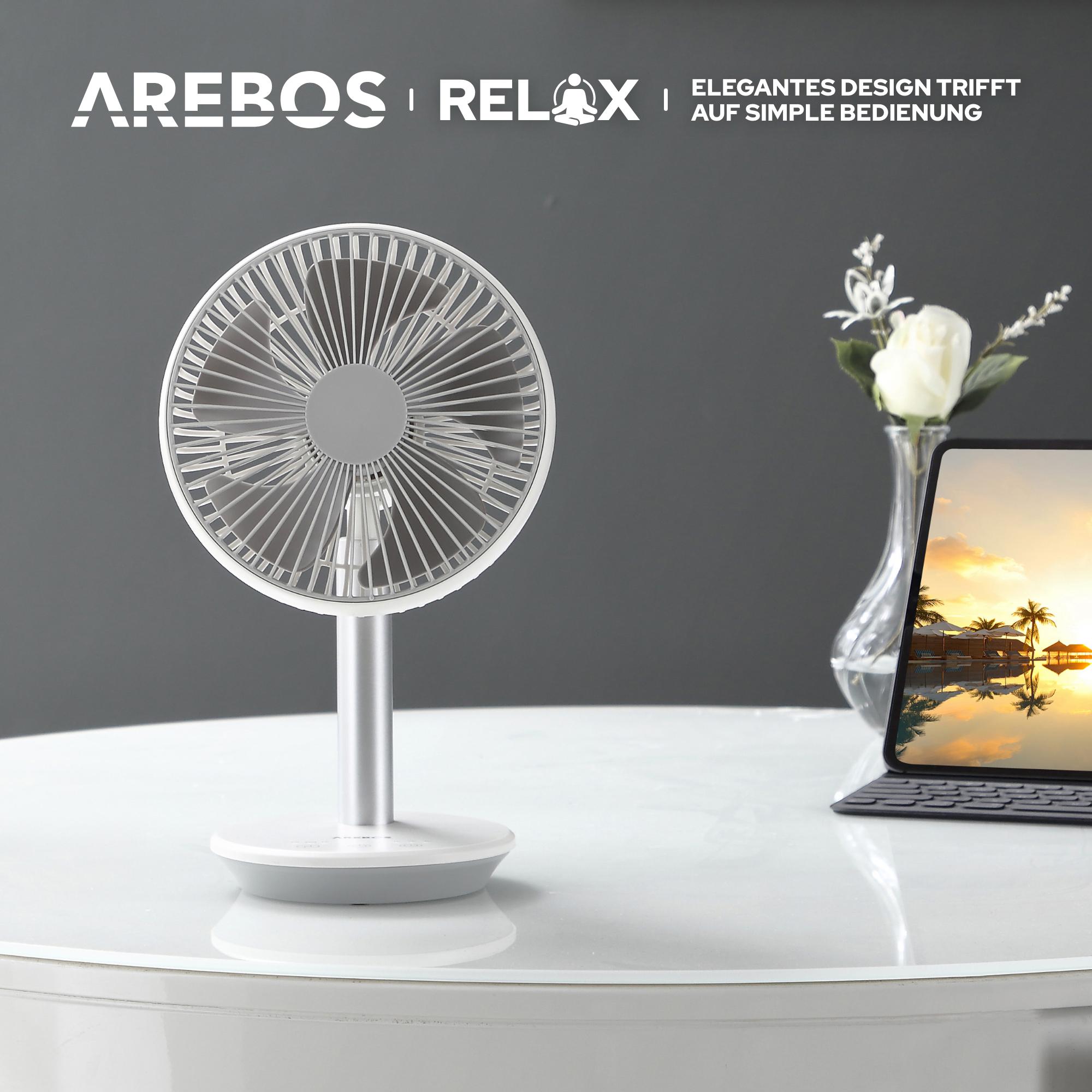 AREBOS Premium Tischventilator USB weiß Watt) (5