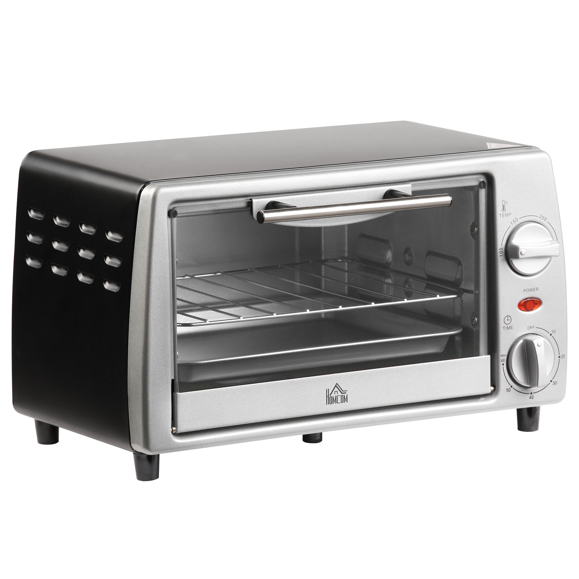 Horno De Sobremesa 10l 750w temperatura 230 ℃ homcom 10 litros hasta temporizador 60 minutos bandeja y rejilla 365x26x22 800084 750