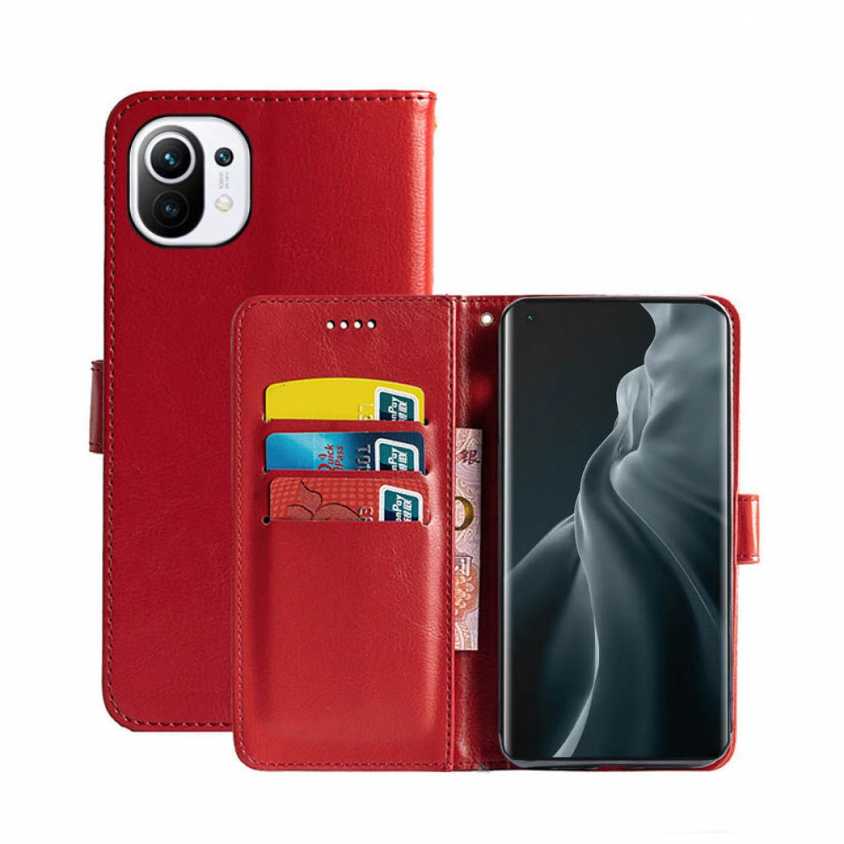 CASEONLINE Klappbare - Rot, Bookcover, Mi Xiaomi, 11, Multicolor