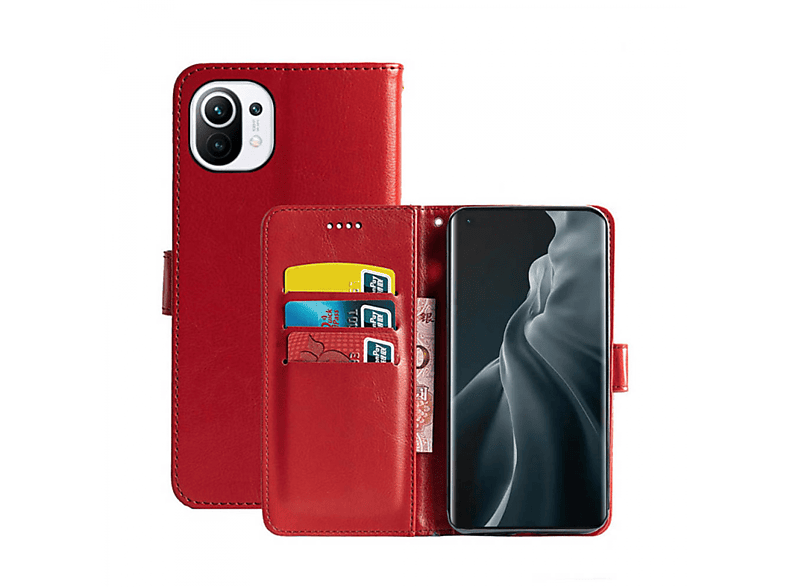 CASEONLINE Klappbare - Rot, Bookcover, Xiaomi, Mi 11, Multicolor