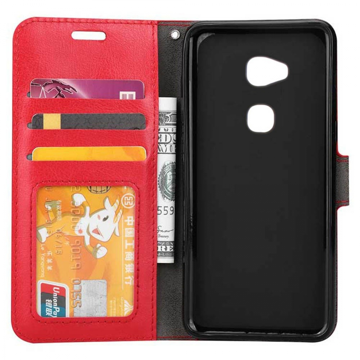 L2, CASEONLINE - Rot Rot, Sony, Bookcover, Xperia Klappbare