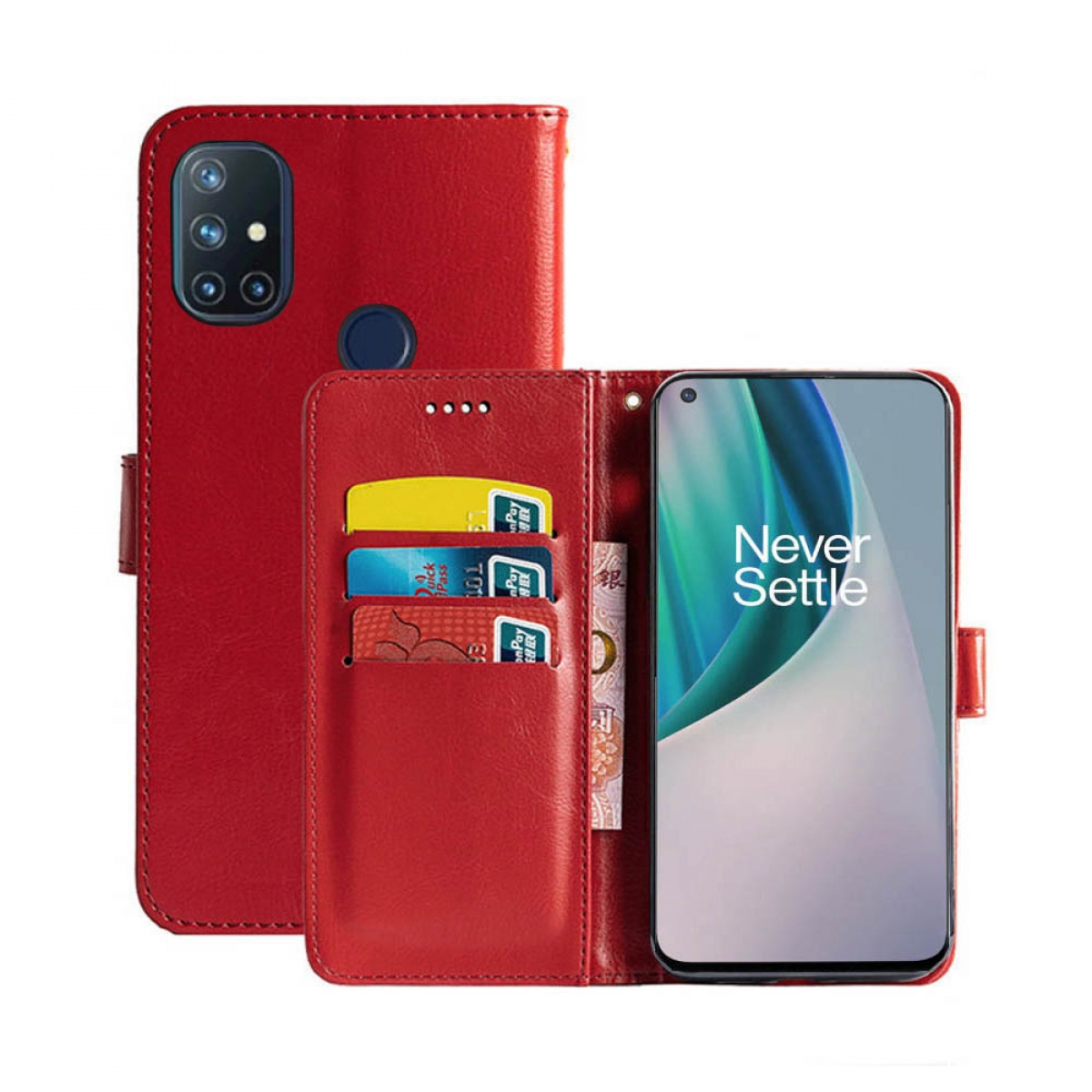 OnePlus, N10, CASEONLINE Rot, Klappbare Rot - Bookcover, Nord