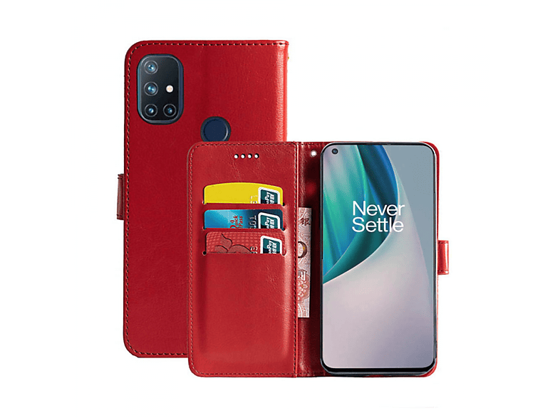 Nord CASEONLINE - Rot, N10, Bookcover, OnePlus, Rot Klappbare