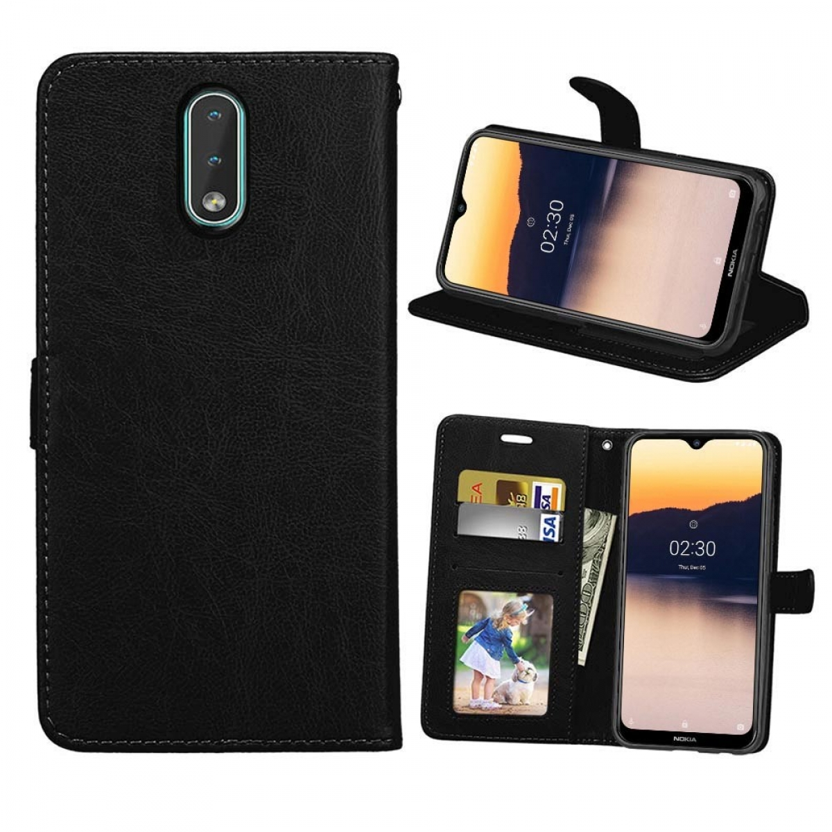 Nokia, - Bookcover, 2.3, Schwarz, Klappbare CASEONLINE Schwarz