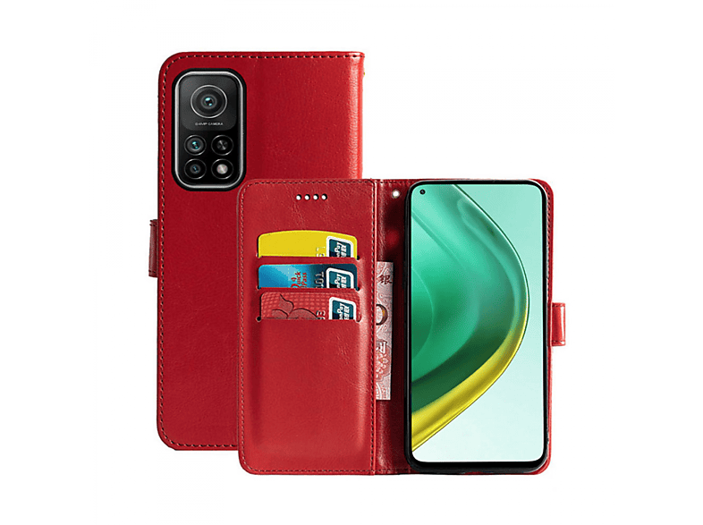 Xiaomi, Klappbare Mi 10T, Rot, Multicolor - CASEONLINE Bookcover,