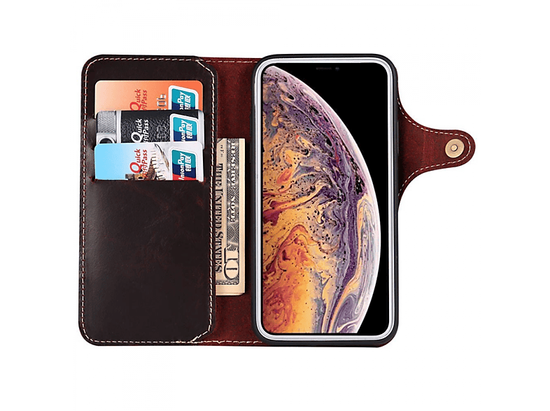 CASEONLINE Leder - Ochsenblut, Bookcover, iPhone 13, Multicolor Apple