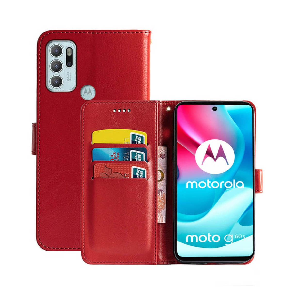 CASEONLINE Klappbare G60S, Motorola, - Moto Bookcover, Rot, Multicolor