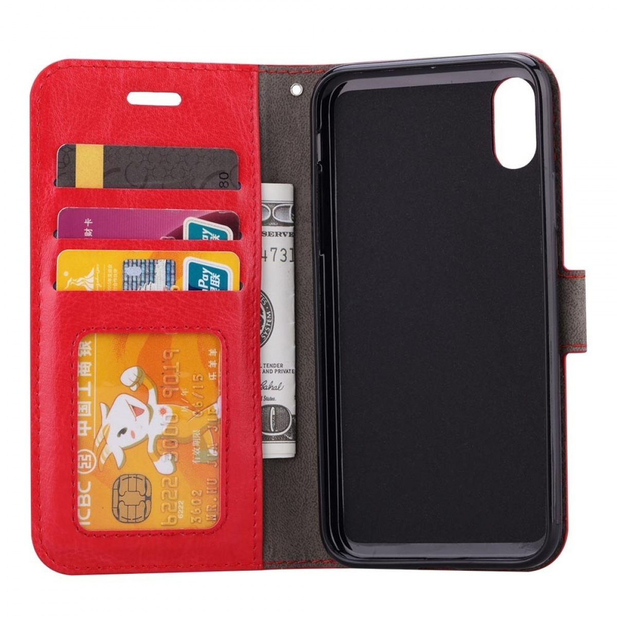 Rot, Apple, Klappbare - Bookcover, CASEONLINE Rot Max, XS iPhone