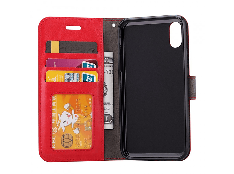 CASEONLINE Klappbare - Rot, Bookcover, Apple, iPhone XS Max, Rot