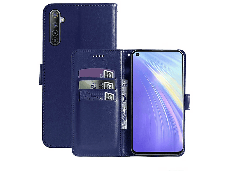 CASEONLINE Klappbare - Dunkelblau, Bookcover, Realme, 6, Dunkelblau