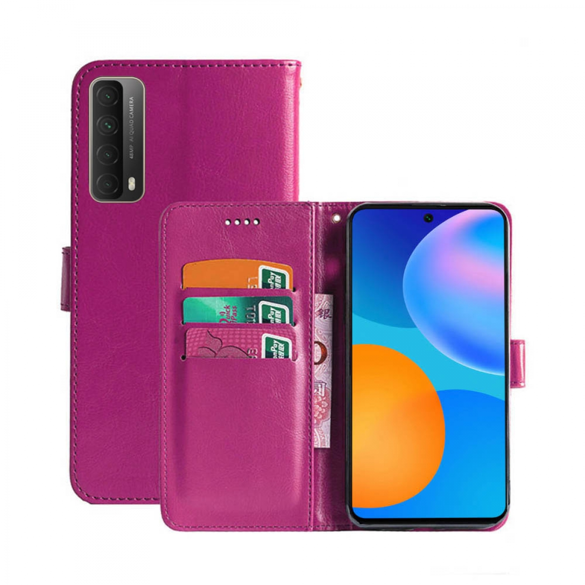 CASEONLINE Klappbare Bookcover, P Multicolor - Pink, Smart 2021, Huawei