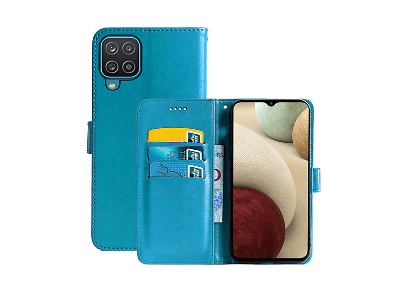 CASEONLINE Klappbare - Hellblau, Bookcover, A12, Samsung, Galaxy Multicolor